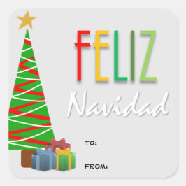 Feliz Navidad jul Gift Stickers Fyrkantigt Klistermärke
