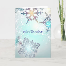 Feliz Navidad jul HolidayBlue Snowflake Tack Kort