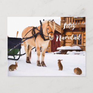 Feliz Navidad jul land idyll snö djur Helg Vykort