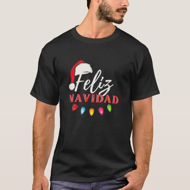 Feliz Navidad jul Ljus Julafton Funny T Shirt (Framsida)