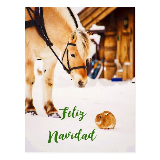 Feliz Navidad jul med boskap i snö Vykort
