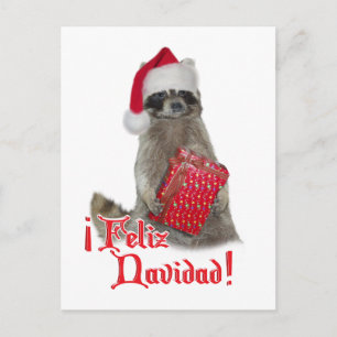 Feliz Navidad - jul Raccoon Bandit Helg Vykort