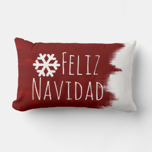 Feliz Navidad jul Snowflake Red Paint Stroke Lumbarkudde