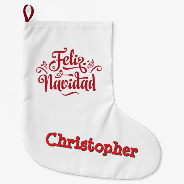 Feliz Navidad jul Stocking Stor Julstrumpa (Framsidan)