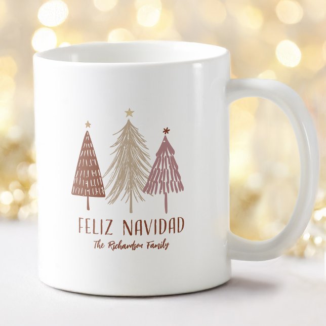 Feliz Navidad Julgran Helgdag Elegant Kaffemugg (Feliz Navidad Christmas Tree Holiday Elegant Coffee Mug)