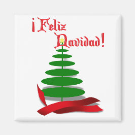 Feliz Navidad - Julgran med Red Ribbon Magnet