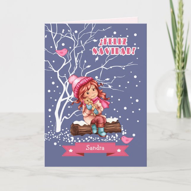 Feliz Navidad. Julkort, för barn på spanska Helgkort (Framsida)