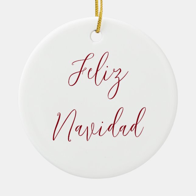Feliz Navidad-julskript Typografi Julgransprydnad Keramik (Framsidan)