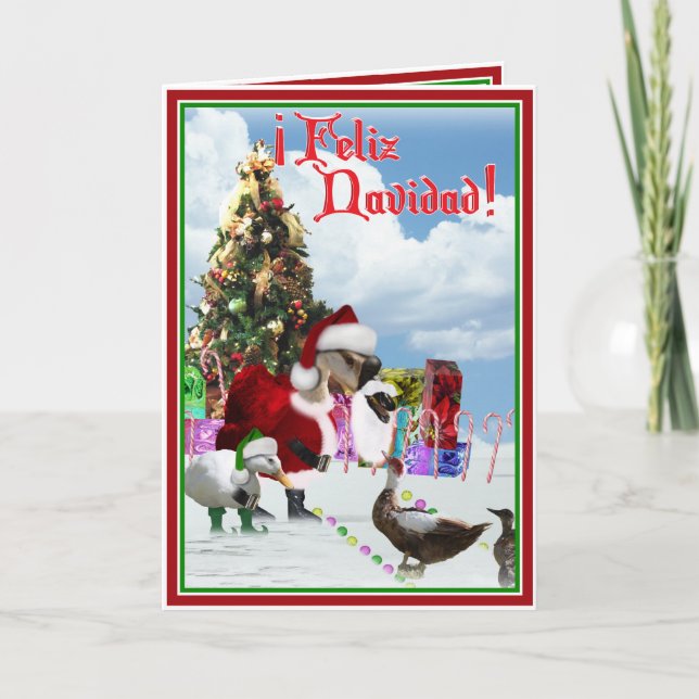 Feliz Navidad - jultomten Goose w/Anka Helgkort (Framsida)