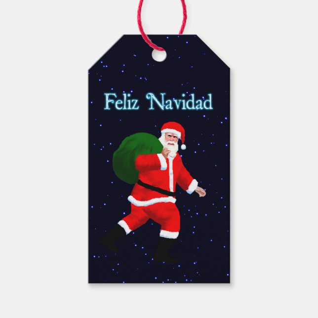 Feliz Navidad - Jultomten Presentetikett (Framsidan)
