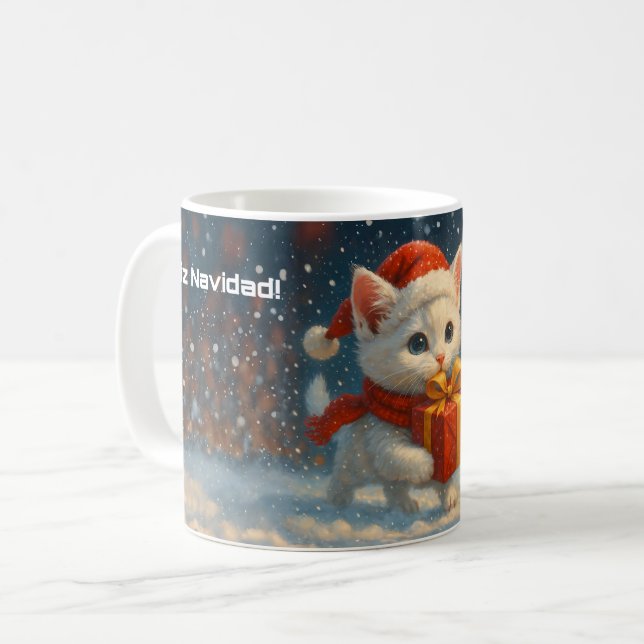 Feliz Navidad - Kitten - Gift - Mug Kaffemugg (Framsida vänster)