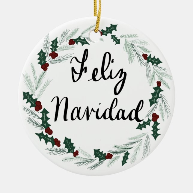 Feliz Navidad kranprydnad Julgransprydnad Keramik (Framsidan)