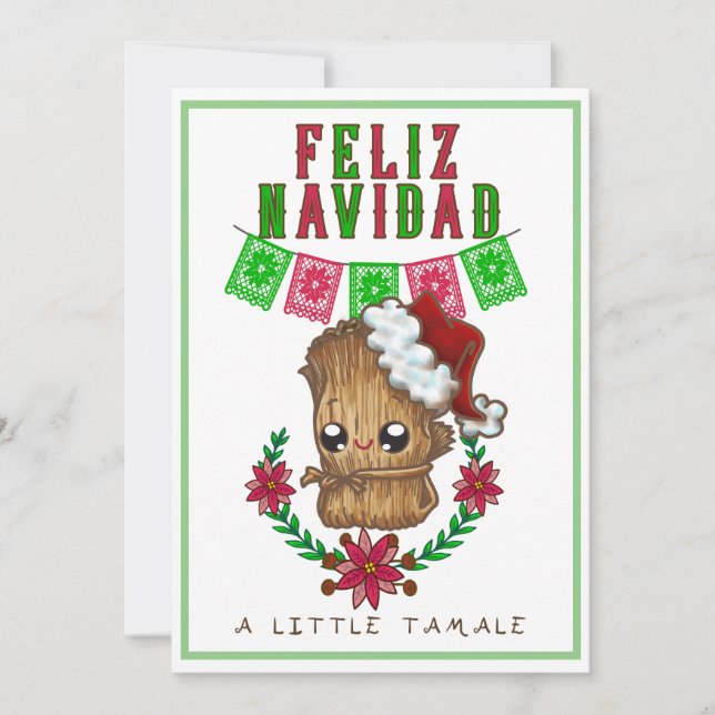 Feliz Navidad - Liten Tamale Spansk/Engelsk Text Julkort (Framsida)