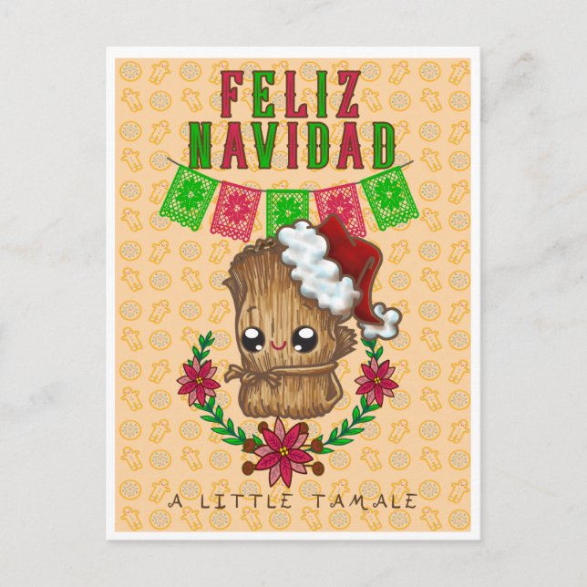Feliz Navidad-Little Tamale (gult) Vykort (Framsida)