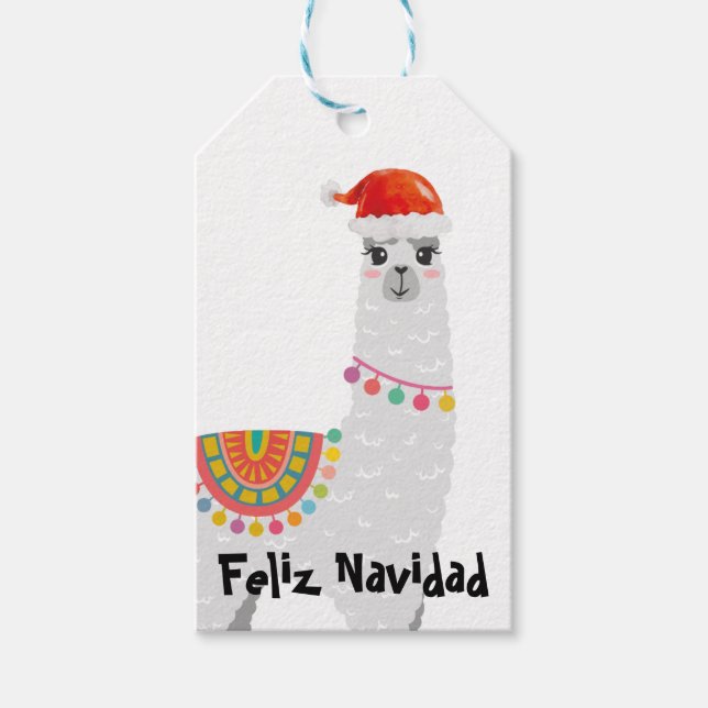 Feliz Navidad Llama jul Gift Märkre Presentetikett (Framsidan)