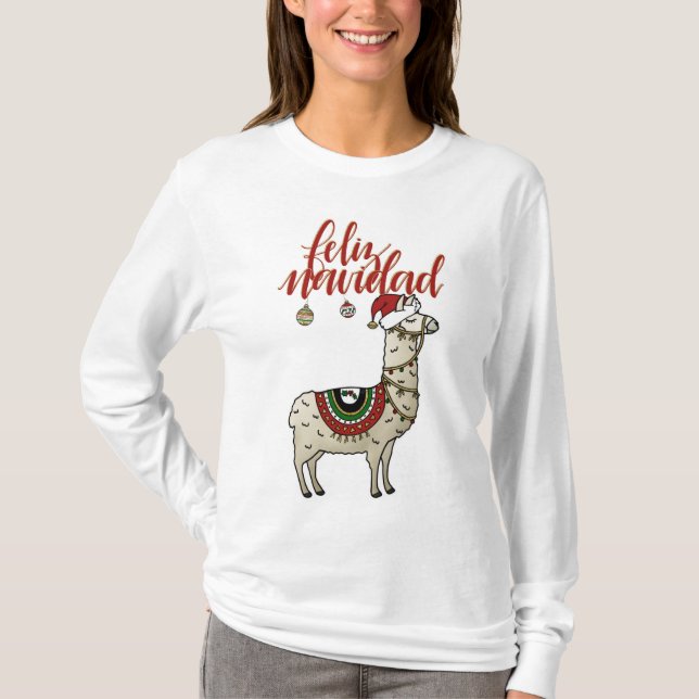 Feliz Navidad Llama Shirt T (Framsida)