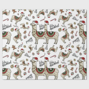 Feliz Navidad Llama som slår in papper Presentpapper