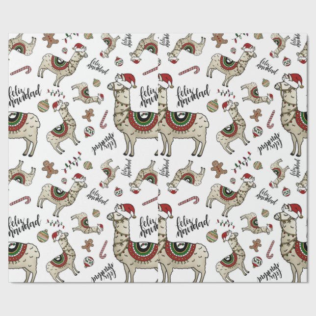 Feliz Navidad Llama som slår in papper Presentpapper (Seam)