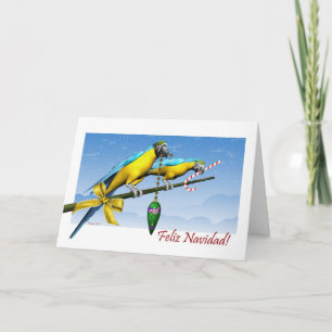 Feliz Navidad Macaw Parrot Spaniens julkort Helgkort
