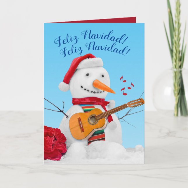 Feliz Navidad Mariachi jul Singel Snögubbe Helgkort (Framsida)