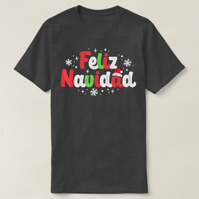 Feliz Navidad Matching Familjens spanska juljul T Shirt (Design framsida)