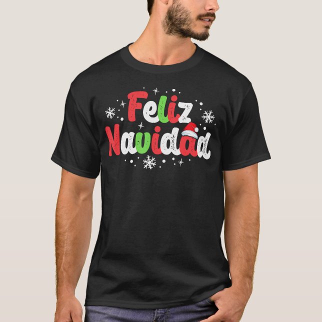 Feliz Navidad Matching Familjens spanska juljul T Shirt (Framsida)