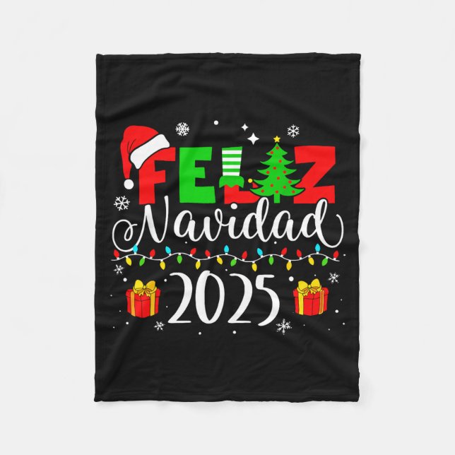 Feliz Navidad Matching Family Spanish Christmas Me Fleecefilt (Framsidan)