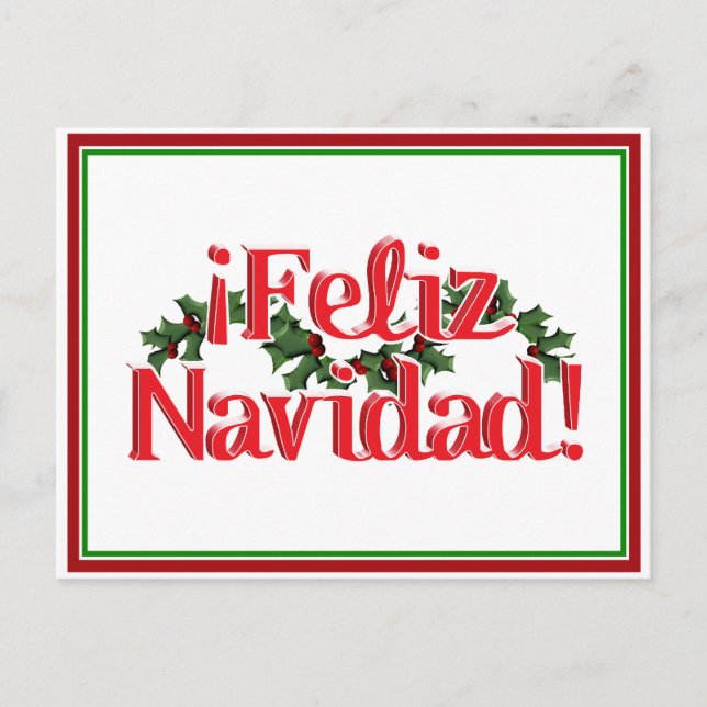 Feliz Navidad med Holly Helg Vykort (Framsida)