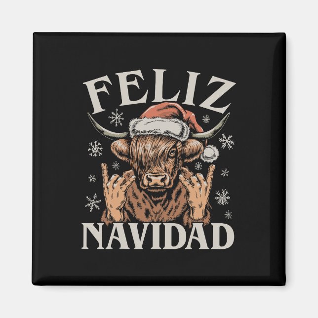 Feliz Navidad Meme Emo Cow Funny Meme jul Magnet (Framsidan)