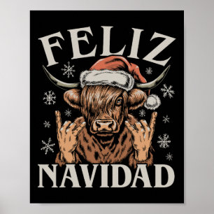Feliz Navidad Meme Emo Cow Funny Meme jul Poster
