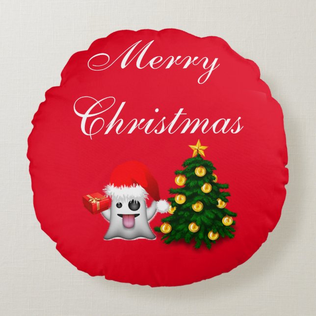 Feliz Navidad- Merry Christmas Rund Kudde (Framsidan)