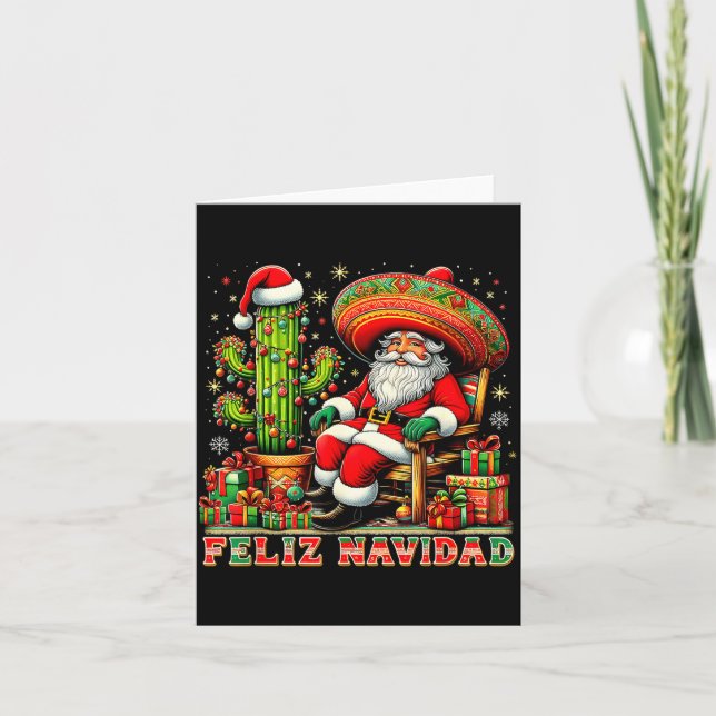 Feliz Navidad Mexican Christmas Santa Sombrero Cac Kort (Framsida)