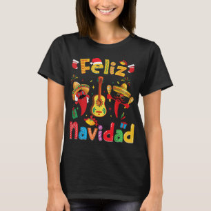 Feliz Navidad Mexican Fiesta Hett Pepper Guitar Xm T Shirt