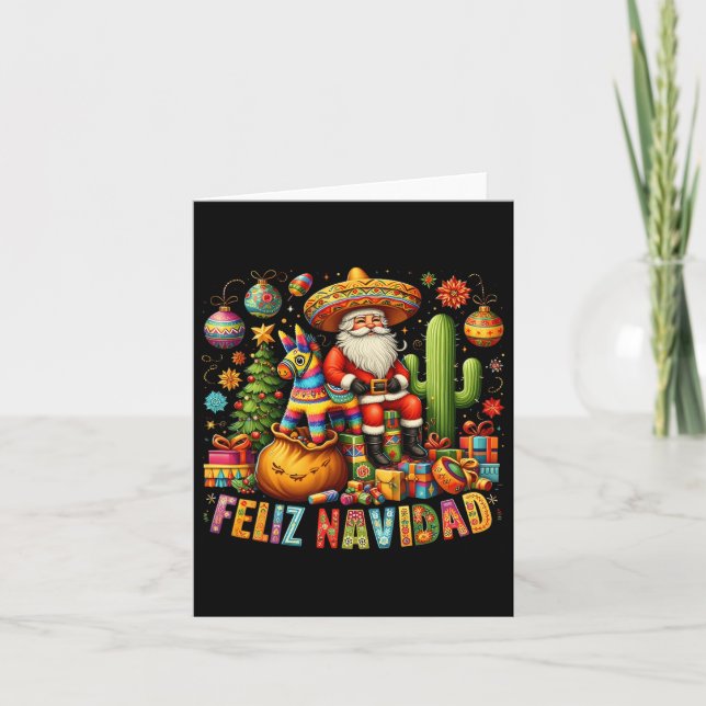 Feliz Navidad Mexican Funny jultomten Festiv Kort (Framsida)