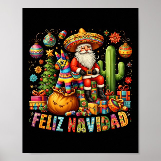 Feliz Navidad Mexican Funny jultomten Festiv Poster (Framsidan)