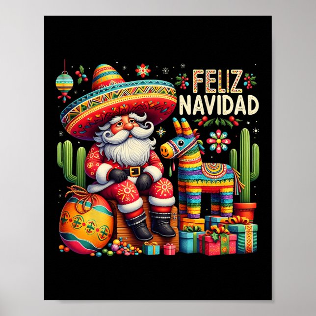 Feliz Navidad Mexican Funny jultomten Festiv Poster (Framsidan)