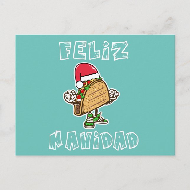 Feliz Navidad Mexican Santa Taco Vykort (Framsida)