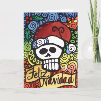 Feliz Navidad mexicansk sockerskalle Santa Helgkort
