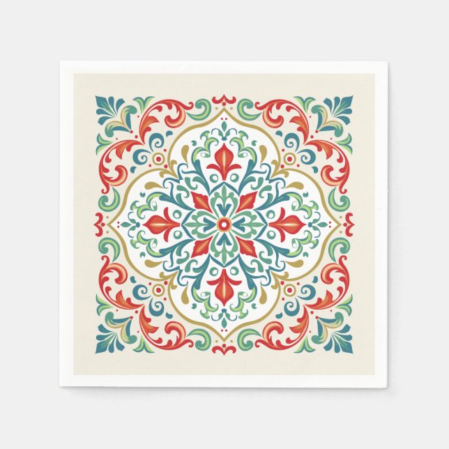 Feliz Navidad Mexikansk jul, vackert Tile Red Pappersservett (Framsidan)