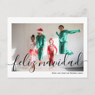 Feliz Navidad Minimalist Typography Photo Vykort