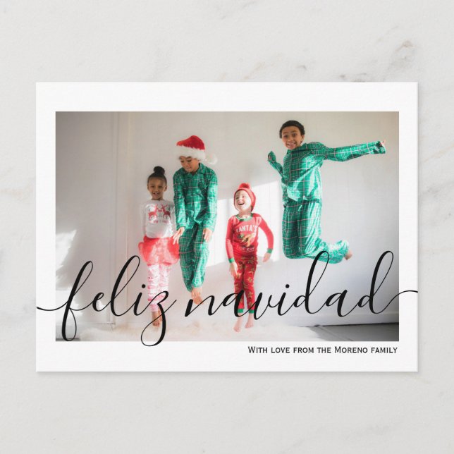 Feliz Navidad Minimalist Typography Photo Vykort (Framsida)