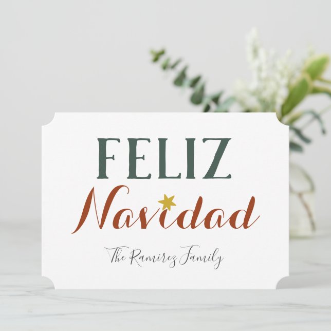 Feliz Navidad minimalistisk julstjärnig helgdag Inbjudningar (Stående Fram)