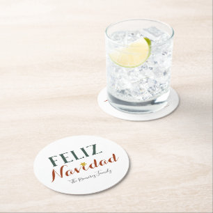 Feliz Navidad minimalistisk julstjärnig helgdag Underlägg Papper Rund