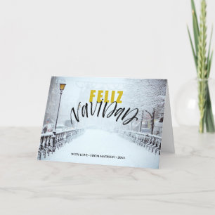 FELIZ Navidad Minimalistisk vintermiljö Helgkort
