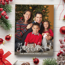 Feliz Navidad Modern Calligraphy Script Photo Vykort
