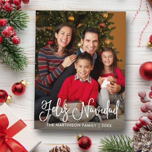 Feliz Navidad Modern Calligraphy Script Photo Vykort