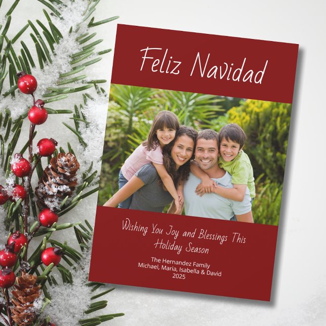 Feliz Navidad Modern Family Photo jul Julkort (Skapare uppladdad)