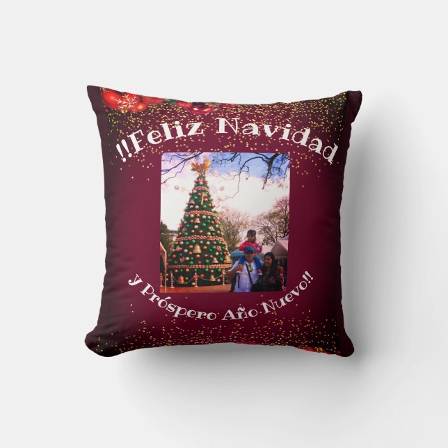 Feliz Navidad Modern Glitter Lettering jul Kudde (Framsida)