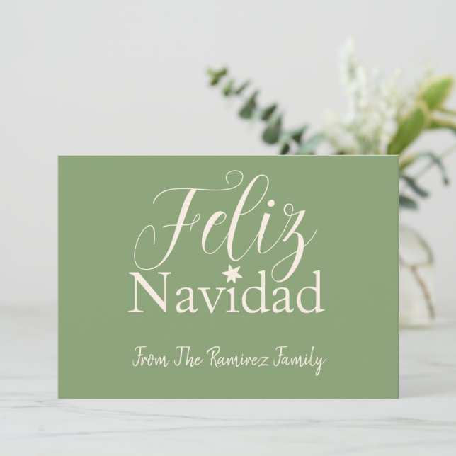 Feliz Navidad Modern julfamilj Hälsning Inbjudningar (Stående Fram)