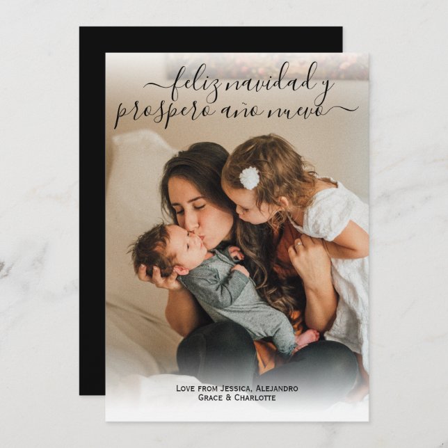 Feliz Navidad Modern julfotokort Inbjudningar (Fram/baksida)
